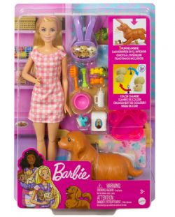 BARBIE ANIMAUX - COFFRET DE JEU CHIOTS NOUVEAU-NÉS AVEC POUPÉE